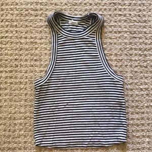 Garage Black and White Striped Halter Top